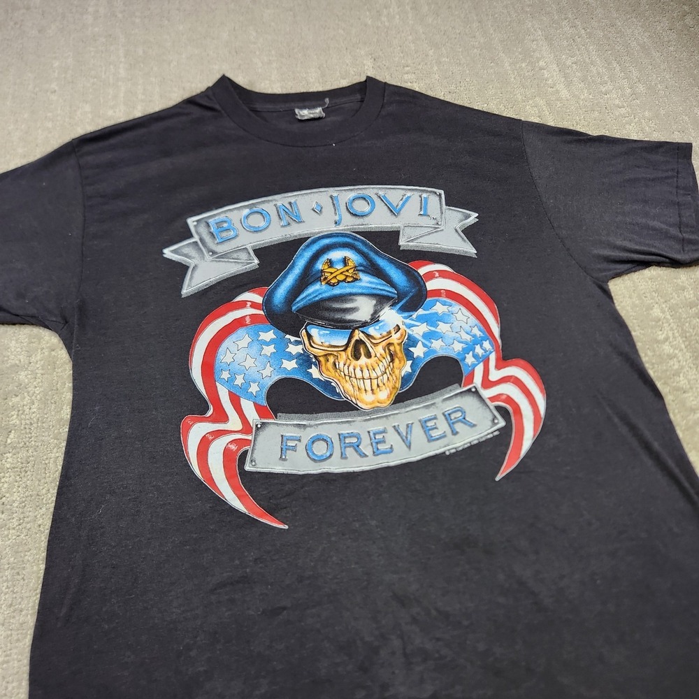 Vintage 80s Bon Jovi Shirt Adult XL‎ Band Tee The Brotherhood Tour 89 Paper Thin